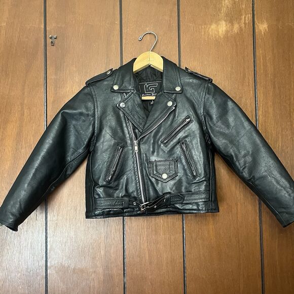 Kids Leather Gear Jacket Motorcycle Biker Style ( Size Large ) - Picture 1 of 10